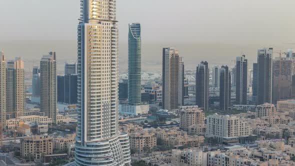 Dubai Downtown During Sunset Timelapse