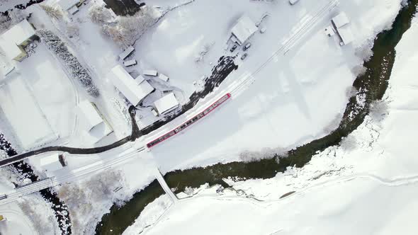 Ski Train in Switzerland Used to Shuttle Passengers and Skiers to Ski Resorts