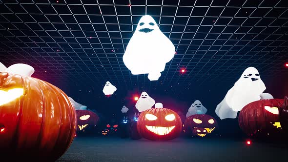 Halloween Ghosts  Bats And Pumpkins 4k alt
