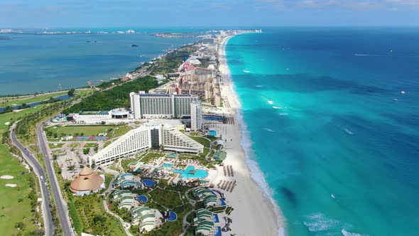 Caribbean White Unspoiled Sandy Beach Aerial Drone View