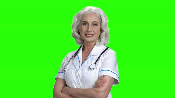 Beautiful Smiling Doctor Woman on Green Screen
