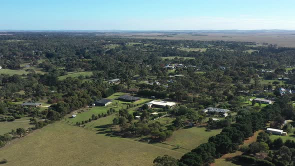 AERIAL Of A Small Australian Township On A Sunny Day