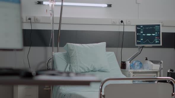 Nobody in Hospital Ward Bed at Intensive Care Facility