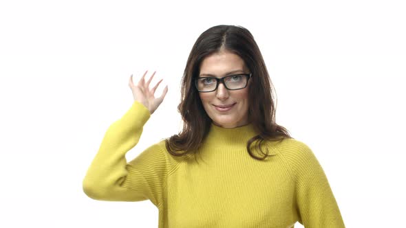 Slowmotion Assertive and Confident Enthusiastic Caucasian Middleaged Woman in Glasses Have