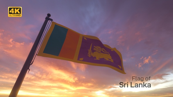 Sri Lanka Flag on a Flagpole V3 - 4K