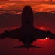Large Airplane Silhouette Taking off against Red Sunset - VideoHive Item for Sale