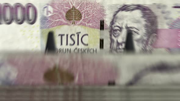Czech koruna money counting machine down