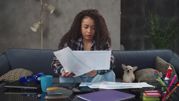 Puzzled Freelance Woman Facing Working Problems