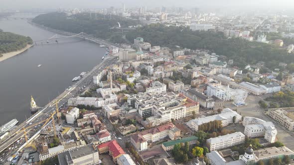 Cityscape of Kyiv, Ukraine. Aerial View, Slow Motion