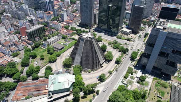 Aerial view of Metropolitan Cathedral of Rio de Janeiro Brazil.