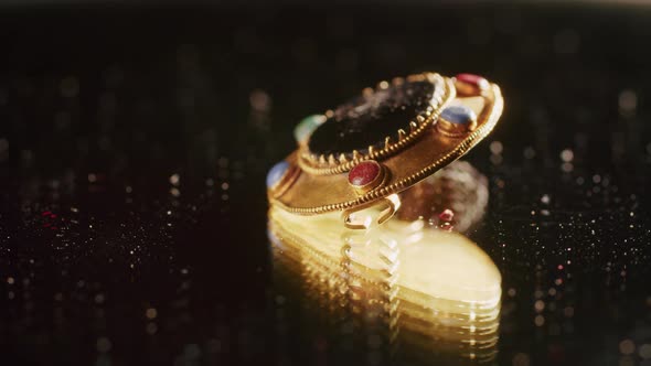 a Gold Brooch of a Scythian Priestess 2000 Years Old an Old Earring a Spinning Wheel Found During alt