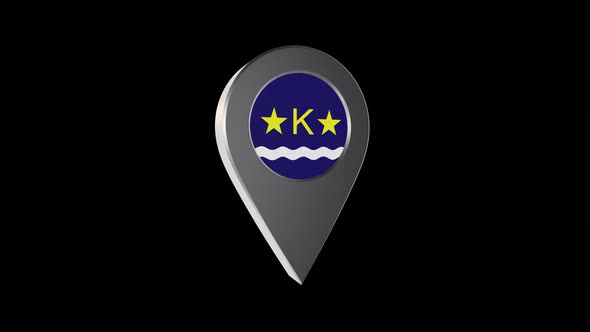 3d Animation Map Navigation Pointer With Flag Of Kinshasa (Comoros) With Alpha Channel - 4K