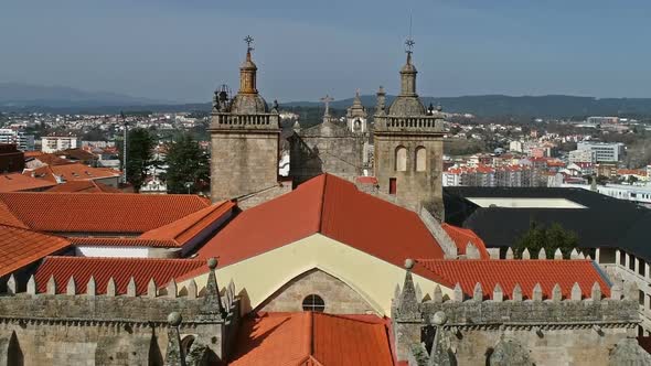 Aerial View of Old Historic Town Viseu in Portugal