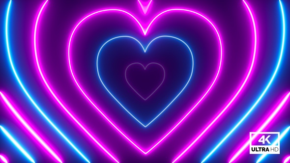Neon Lights Love Heart Tunnel TikTok Trend Background Seamless Loop