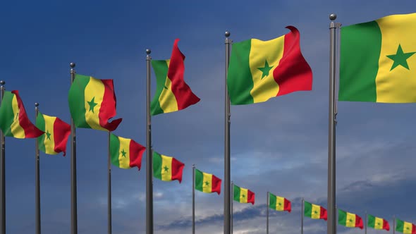 The Senegal Flags Waving In The Wind  4K