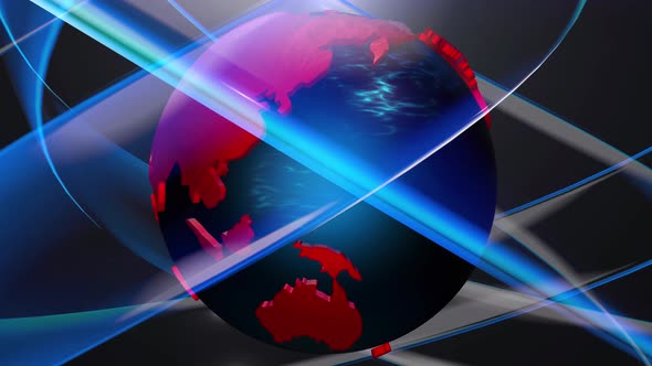 3d World Map motion with blue glass Background Loop