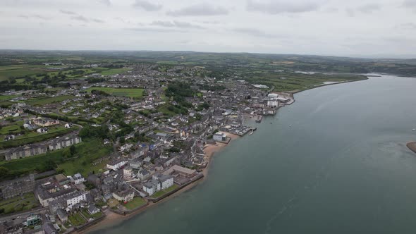 Youghal seaside resort town in County Cork, Ireland  high drone aerial view