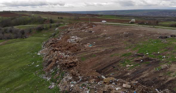 Hill Dump Site Near Countryside City