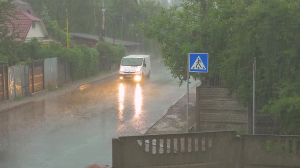 Car In A Thunderstorm