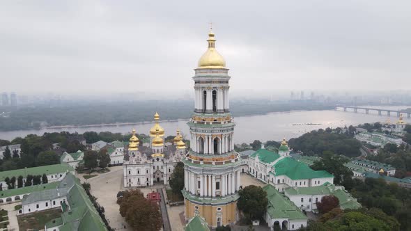 Kyiv, Ukraine Aerial View in Autumn : Kyiv-Pechersk Lavra. Kiev