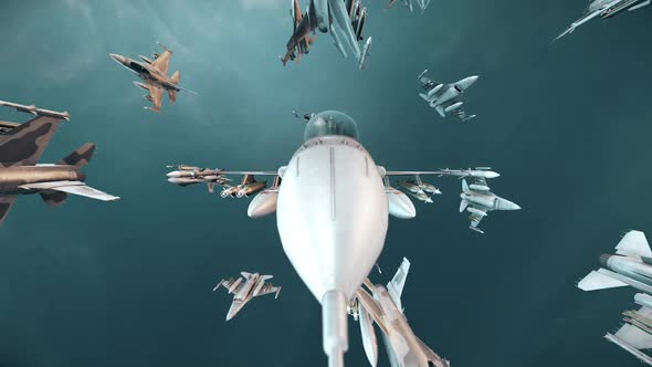 Fighter Jets Formation Fisheye View Hd