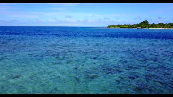 Aerial view panorama of relaxing sea view beach trip by blue lagoon and white sand background of a d