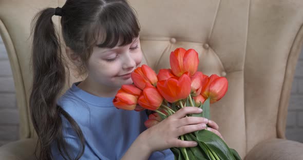Child with flower present.