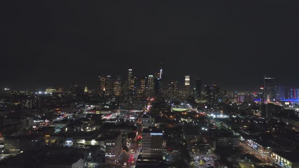 Los Angeles City at Night. California, USA. Aerial View