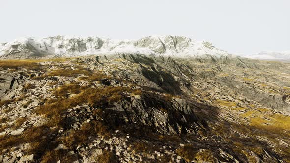 Lanscape with Barren Mountain Which is Covered with Ice