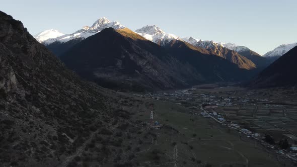 Mountain landscape from a bird's eye view. The view of the mountains