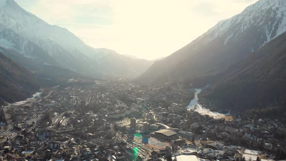 Aerial View, A Beautiful View of the Village Sandwiched Between Two Mountain Ranges