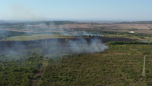 Aerial View Of Fire In Nature 