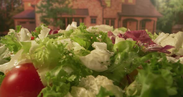 Fresh Salad on Rotating Plate