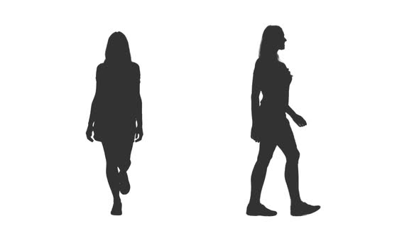 Walking Female Silhouette, Alpha Channel