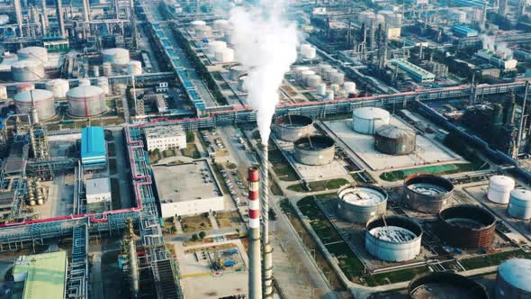 Aerial view oil refinery