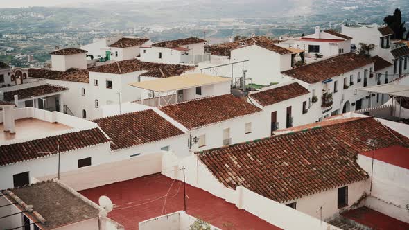 Pan Shot of the Picturesque Seaview of Mijas Mountain Village