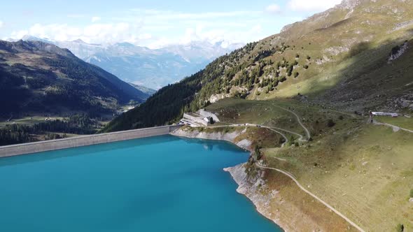 view over the stunning beautiful lac de cleuson in the swiss alps, nice scenery