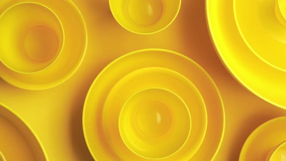 Abstract Yellow Plastic Bowls Layers Background