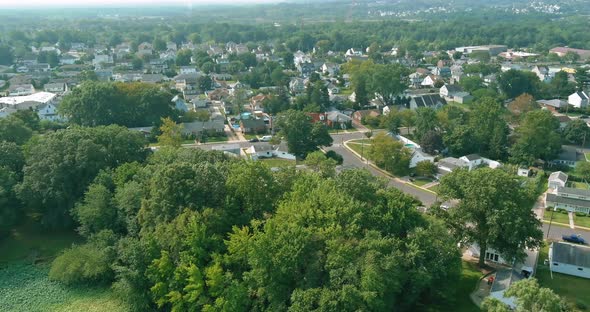 Aerial View of American Modern Houses on Area Urban Development in Sayreville New Jersey US