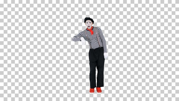 Mime pretending to be drunk having two, Alpha Channel