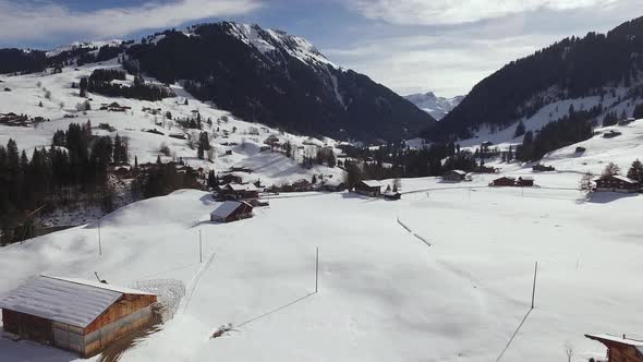 Aerial of houses in Gstaad 