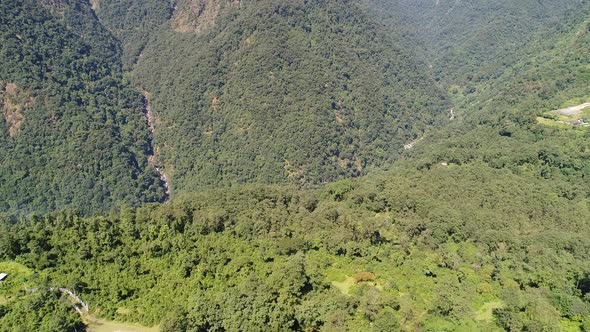 Yuksom village in Sikkim state in India seen from the sky