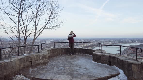 Female Traveler By Rails Magnificent View Budapest Architecture