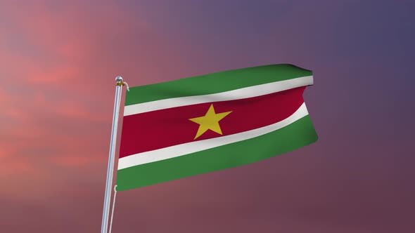 Flag Of Suriname Waving 4k