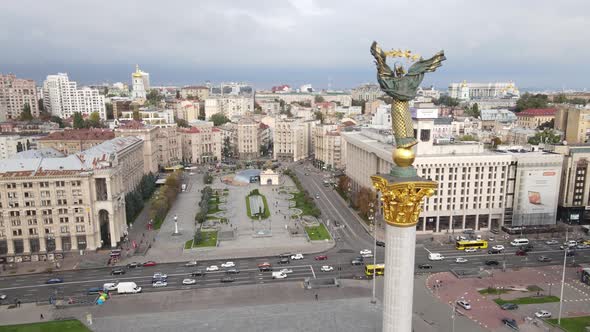 The Symbol of Kyiv, Ukraine - Independence Square Aerial View, Slow Motion