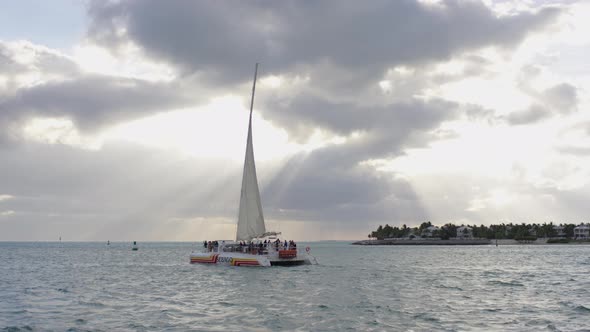 Tourists on a catamaran cruise