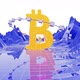 Floating Bitcoin Symbol In The Blue Canyon Looped Background - VideoHive Item for Sale