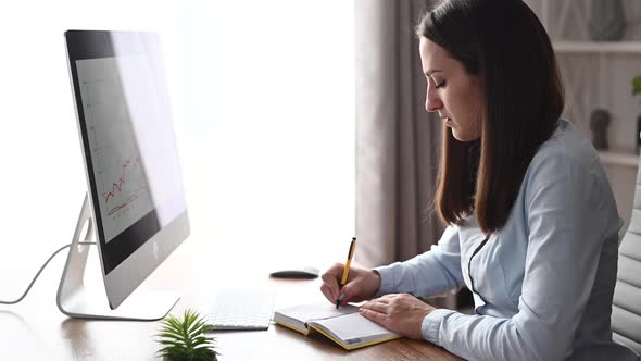 A Young Woman Is Using PC in the Office