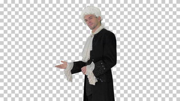 Man in 18th century camisole and wig doing, Alpha Channel