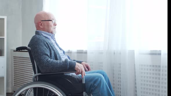 African-American caregiver and old disabled man in a wheelchair. Nurse and handicapped patient.